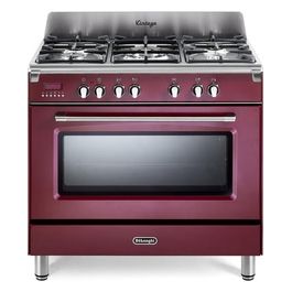 De Longhi MEM 965 RX ED Linea MasterCook Cucina a Gas Libera Installazione Forno Elettrico 5 Fuochi Griglie in Ghisa Classe energetica A Bruciatore Tripla Corona Programmatore Elettronico 8 Funzioni 90 cm Bordaux