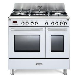 De Longhi MEM 965T WX ED Linea MasterCook Cucina a Gas Libera Installazione Doppio Forno elettrico 5 Fuochi Griglie in Ghisa Classe energetica A/B Bruciatore Tripla Corona Programmatore Elettronico 8 Funzioni 90 cm Bianco