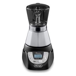 De'Longhi Alicia PLUS EMKP42.B Caffettiera Moka Elettrica 2-4 Tazze Caffè caldo per 30 minuti Spegnimento automatico Risparmio energetico Facile da usare e da pulire Nero/Argento Single 4 tazze