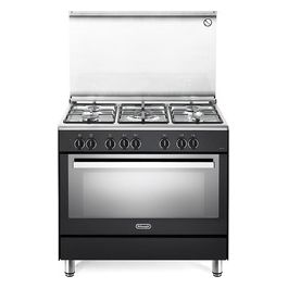 De Longhi PEMA 96 ED Linea Premium Cucina a Gas Libera Installazione Forno Elettrico 5 Fuochi Classe energetica A Bruciatore Tripla Corona Vano Scaldavivande 9 Funzioni 90 cm Antracite