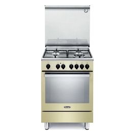 De Longhi PEMC 64 ED Linea Premium Cucina a Gas Libera Installazione Forno Elettrico 4 Fuochi Classe energetica A Bruciatore Tripla Corona Coperchio in Cristallo Piedoni Regolabili 9 Funzioni 60 cm Crema