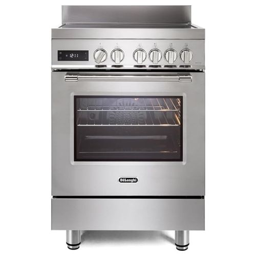 De'Longhi PRO66MXLIN Professional Cucina a Induzione 60 cm 4 Zone Bridge Forno Multifunzione 74 L 11 Funzioni Easy Steam Idroclean Classe A (60x60x91 cm) colore Inox
