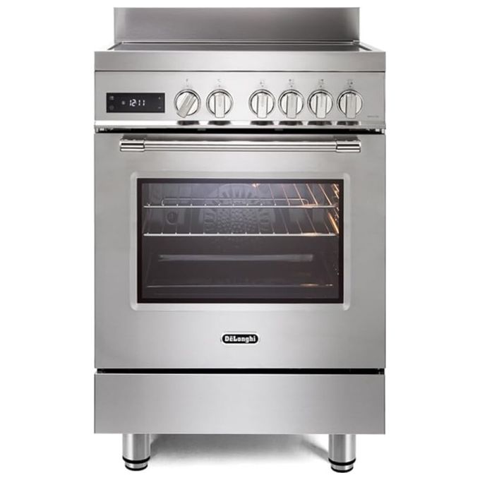De'longhi Pro66mxlin Professional Cucina A Induzione 60 Cm 4 Zone Bridge Forno Multifunzione 74 L 11 Funzioni Easy Steam Idroclean Classe A (60x60x91 Cm) Colore Inox