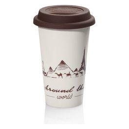 De'Longhi, Tazza da Viaggio in Ceramica, 350 ml, Marrone e Bianco