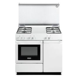 de longhi SEW8540NEDM Cucina a Gas 4 Fuochi Forno Elettrico con Grill Bianco 86x50 cm con Coperchio e Vano Portabombola