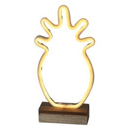 Decorazione Luminosa Ananas con Base in Legno 18X34 cm Giallo