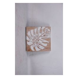 Decorazione Murale Quadrata Leaf I in Mdf 30X30X4 cm Bianco