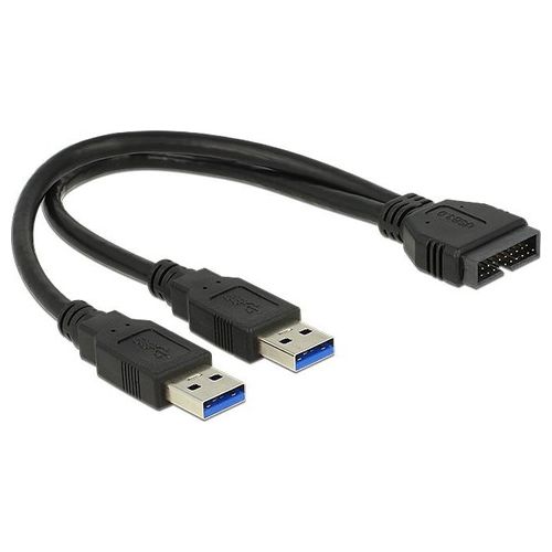 DeLOCK 0.25mt USB3.0/2xUSB3.0 Cavo USB 3.2 Gen 1 (3.1 Gen 1) 2 x USB A Nero