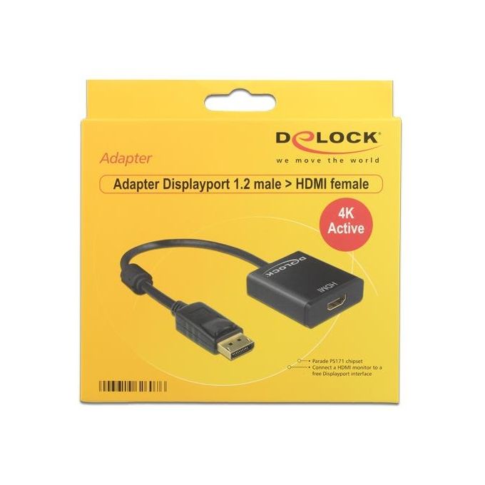 Image of DeLOCK 62607 Adattatore Video 0.2mt DisplayPort HDMI tipo A Standard Nero