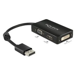 DeLOCK Adattatore DisplayPort 1.1 (DP) a VGA/HDMI/DVI  Passivo Nero