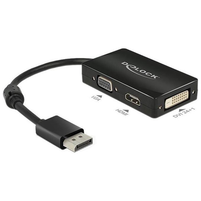 Image of DeLOCK Adattatore DisplayPort 1.1 (DP) a VGA-HDMI-DVI Passivo Nero
