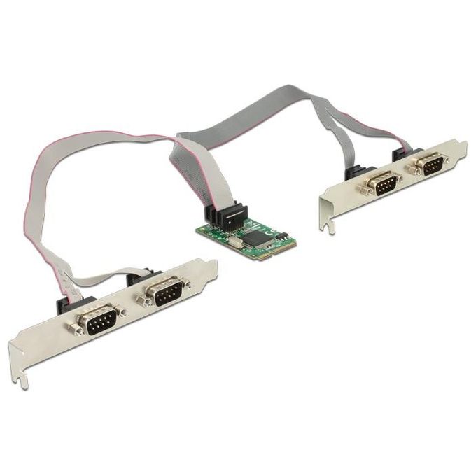 Delock Adattatore Mini PCIe 4 x Seriali RS-232