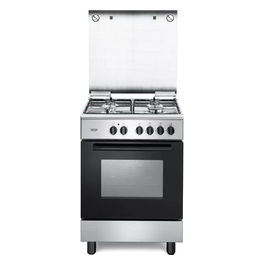 Cucina a Gas 4 Fuochi con Forno Elettrico Inox/Nero