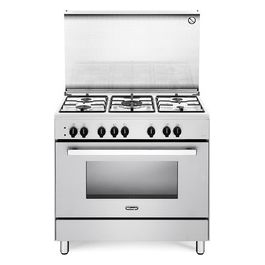 De Longhi DEMW 96 ED Linea Design Cucina a Gas Libera Installazione Forno Elettrico 5 Fuochi Classe energetica A Bruciatore Tripla Corona Contaminuti 6 Funzioni 90 cm Bianco