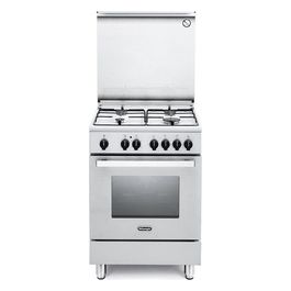 De Longhi DMW 64 ED Linea Design Cucina a Gas Libera Installazione Forno Elettrico 4 Fuochi Classe energetica A Coperchio in Cristallo 6 Funzioni 60 cm Bianco