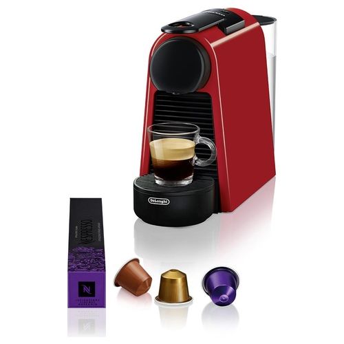DeLonghi EN85.R Essenza Mini Macchina da Caffe' Sistema Nespresso Potenza 1150 W Capacita' 0,6 Litri Flow Stop Funzione Latte Rosso