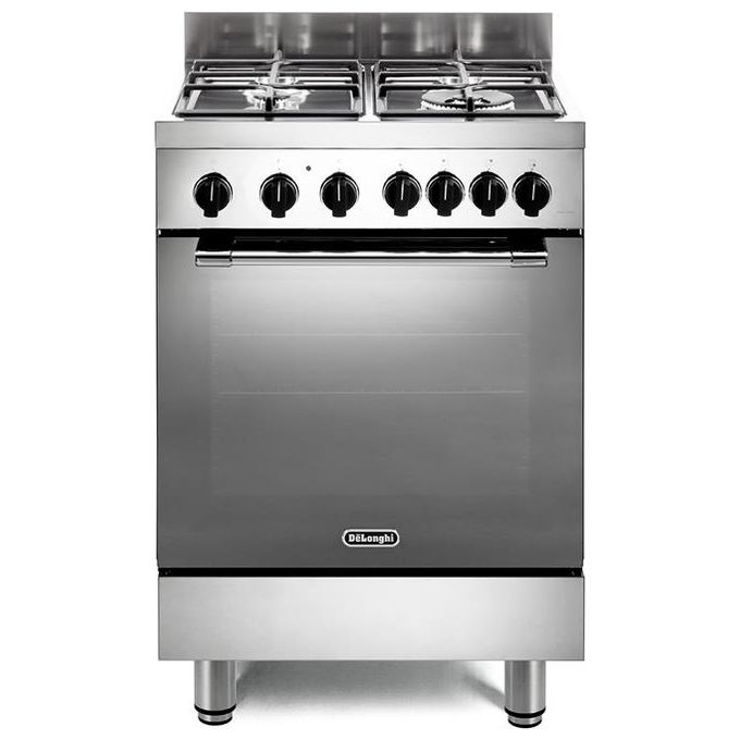 De'Longhi GEMMA66GVL Cucina a gas libera installazione 4 fuochi doppia corona griglie ghisa forno ventilato 65 L 6 funzioni Classe A (60x60x86 cm) colore Inox