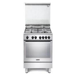 De Longhi PEMX 64 ED Linea Premium Cucina a Gas Libera Installazione Forno Elettrico 4 Fuochi Classe energetica A Bruciatore Tripla Corona Coperchio in Cristallo Piedoni Regolabili 9 Funzioni 60 cm Acciaio Inox