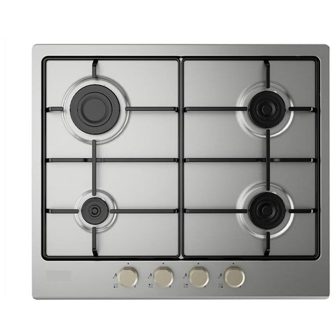 DeLonghi Piano Cottura Ylg 60 F Inox 4 Fuochi Griglie Smaltate Nere lxp 59.5x51cm