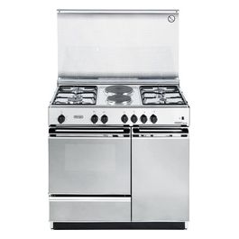 De Longhi SEX 8542 N ED Linea Smart Cucina a Gas Libera Installazione Forno Elettrico 4 Fuochi + 2 Piastre Elettriche Classe energetica B Grill Elettrico Coperchio in Cristallo 3 Funzioni 86 cm Acciaio Inox