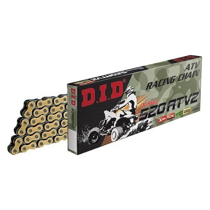 DID Catena di trasmissione 520 maglie 86 maglie chiusura a clip 520Atv2 oro-nero