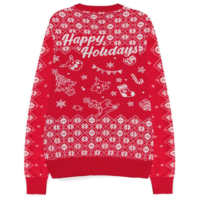 Difuzed, Maglione Natalizio Pokemon Eevee, Rosso, 100% Acrilico