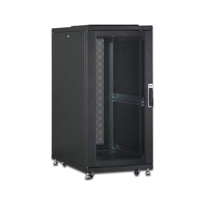 Digitus armadio rack 19" 26 unita' linea server (a)1342 x (l)600 (p)1000mm. colore nero con porta traforata e ruote