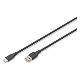 Cavo Ricarica Guaina Silicone Usb-A/ Usb-C 1mt Usb 2.0 60W Nero