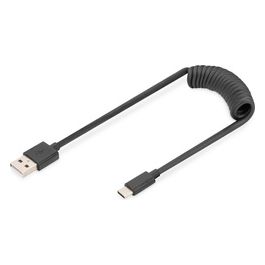 Digitus Cavo a Spirale Usb 2.0 da Usb-A a Usb-C 1mt