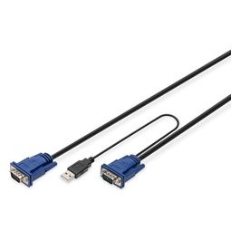 cavo triplo per console con switch kvm per server usb/ps2 - mt. 1,80