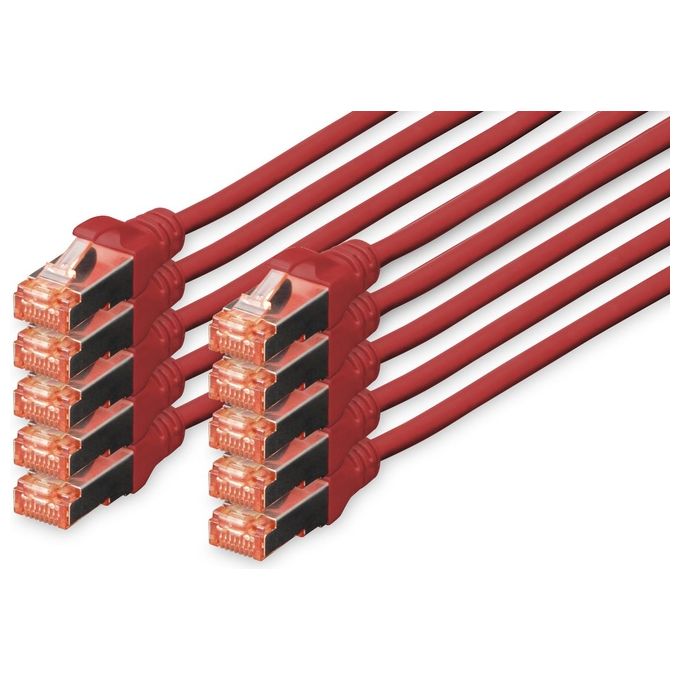 Digitus Confezione 10 Cavi Cat. 6 Schermati S-Ftp 3mt Rosso