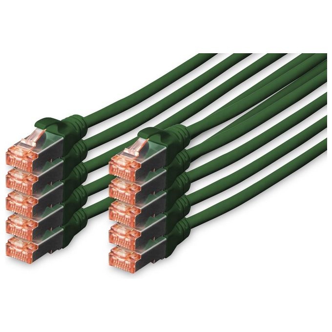 Digitus Confezione 10 Cavi Cat. 6 Schermati S/Ftp 0.25mt Verde