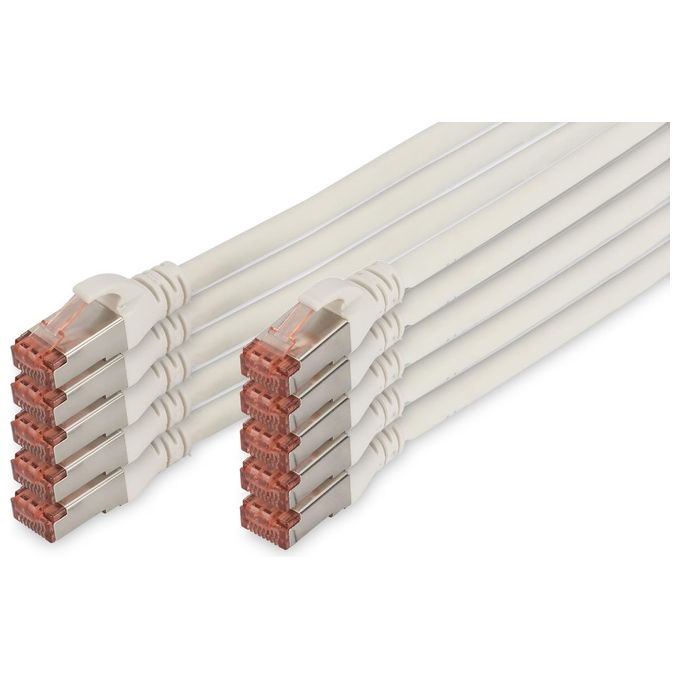 Digitus Confezione 10 Cavi Cat 6 Schermati S-Ftp 0.25mt Bianco