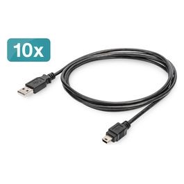 Confezione 10 Cavi Usb 2.0 A-Mini B Maschio/Maschio 1,8mt Nero