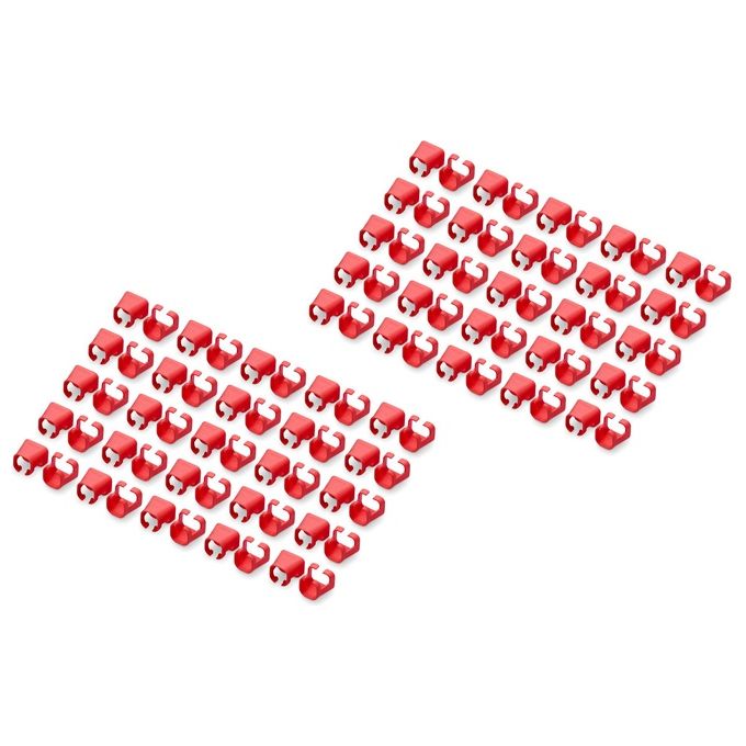 Digitus Confezione 100 Pezzi Clip Colorate per Cavi di Rete Rosso