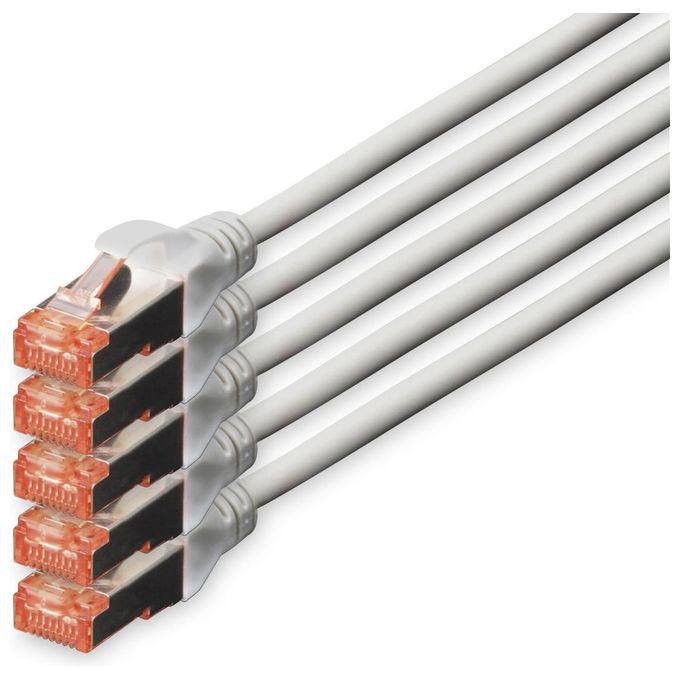 Digitus Confezione 5 Cavi Cat 6 Schermati S-Ftp 7mt Grigio