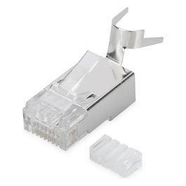 Digitus connettore plug 8 poli schermato cat.6a rj45 con inseritore per cavo rete flessibile