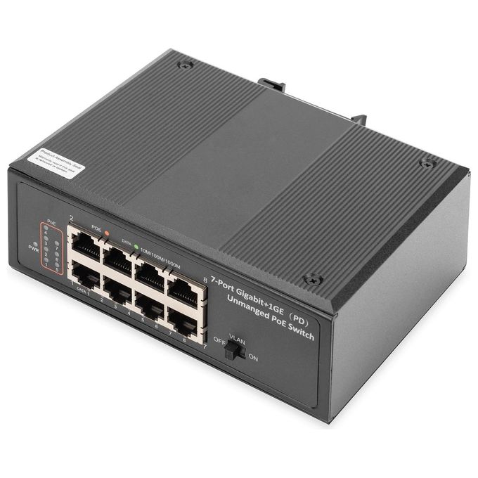 Digitus DN-651113 Switch Industriale 7 Porte Gigabit Poe + Una Porta Pd