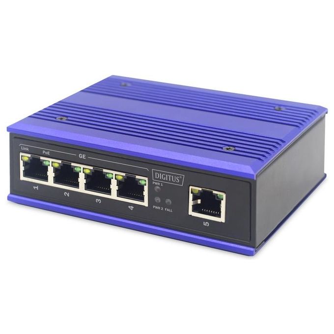 Digitus DN-651120 Switch Industriale 4 Porte Gigabit Poe + 1 Porta Uplink Din Rail