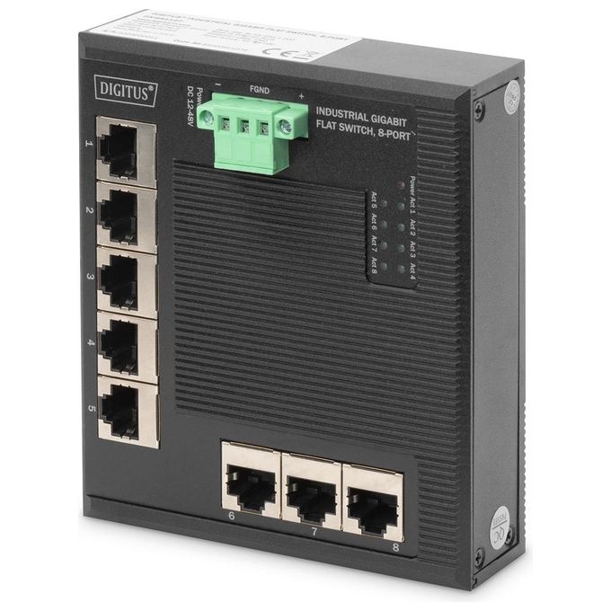 Digitus DN651127 Switch 8-Porte Gigabit Flat Din Rail Industriale