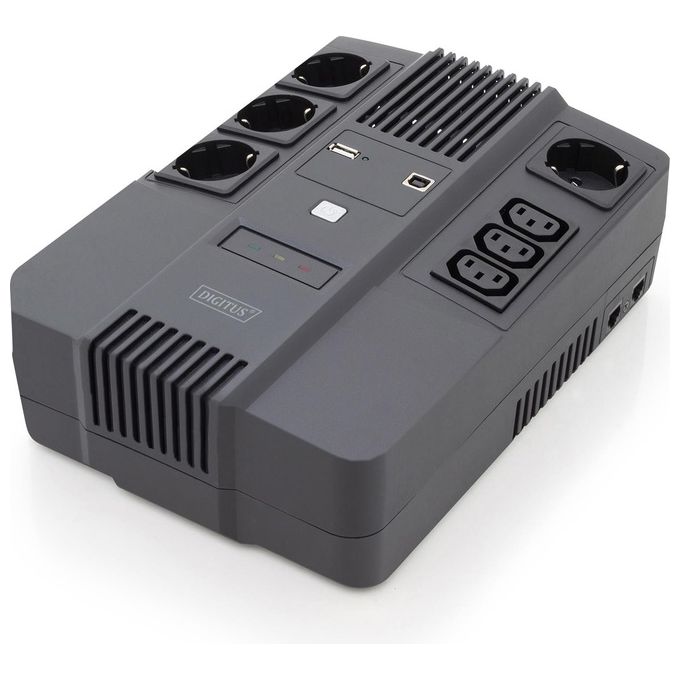Digitus DN-170110 UPS tutto in uno 600VA 360W Line-Interactive AVR 7 prese AC USB Ethernet forma d'onda sinusoidale colore Nero