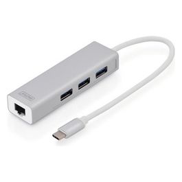 Digitus hub connettore tipo c con 3 porte usb 3.0 + porta rete gigabit