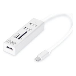 Digitus hub otg 3 porte tipo "c" usb 2.0 con lettore di schede