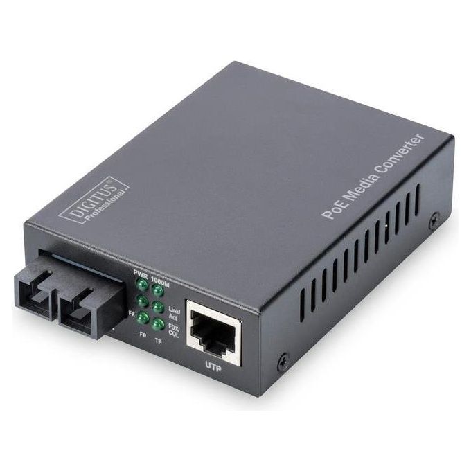 Digitus media converter gigabit poe rj45 connettore sc singlemode pse