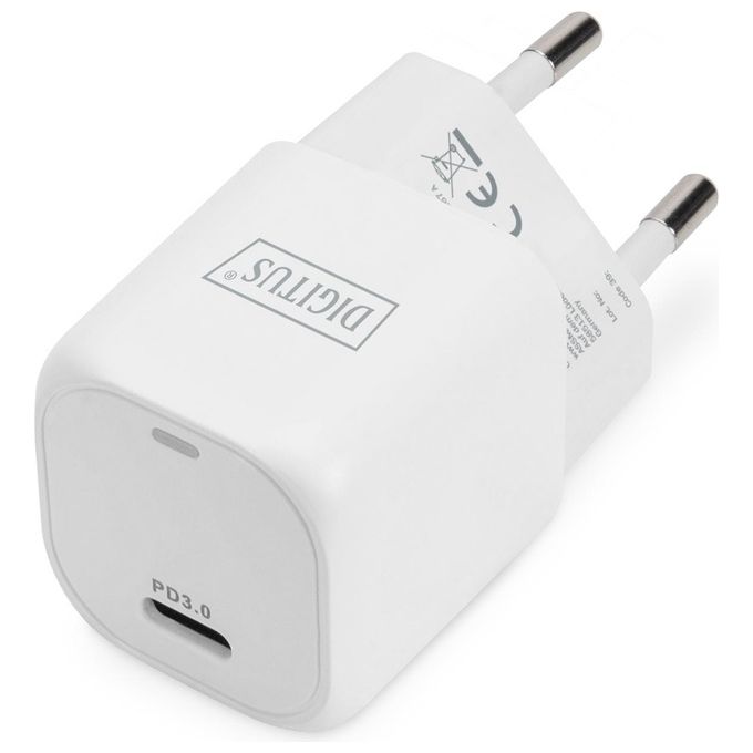 Digitus Mini Adattatore di Ricarica Usb-C 20W PD 3.0 Bianco
