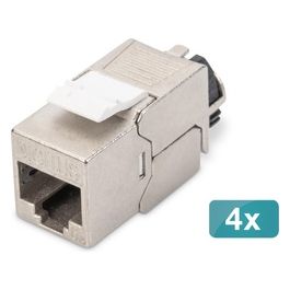 Modulo Keystone Cat 6a Schermato con Supporto dei Cavi Intelligente 4 Pezzi