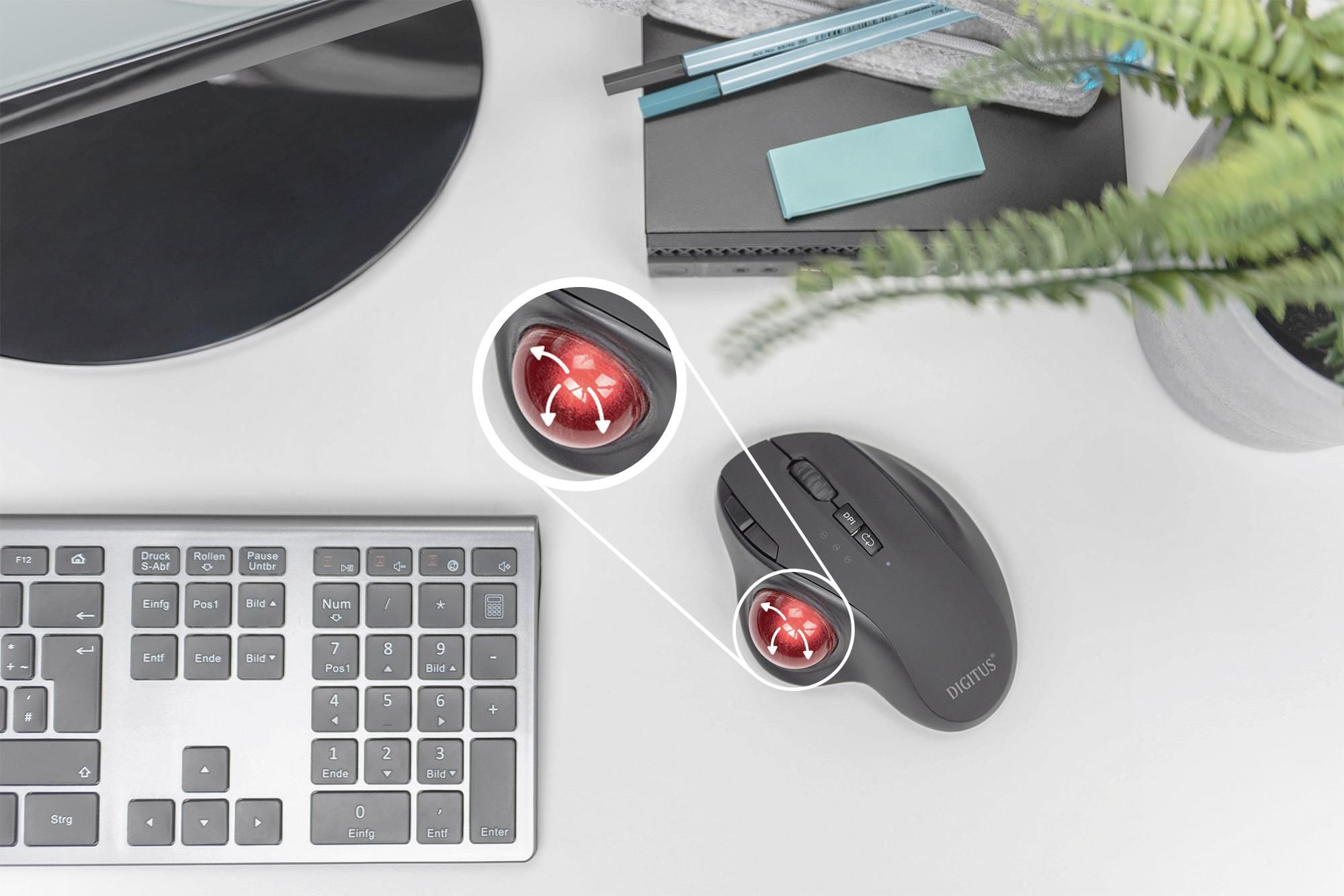 Prodotto: DA20156 - MOUSE VERTICALE TRACKBALL WIRELESS DIGITUS