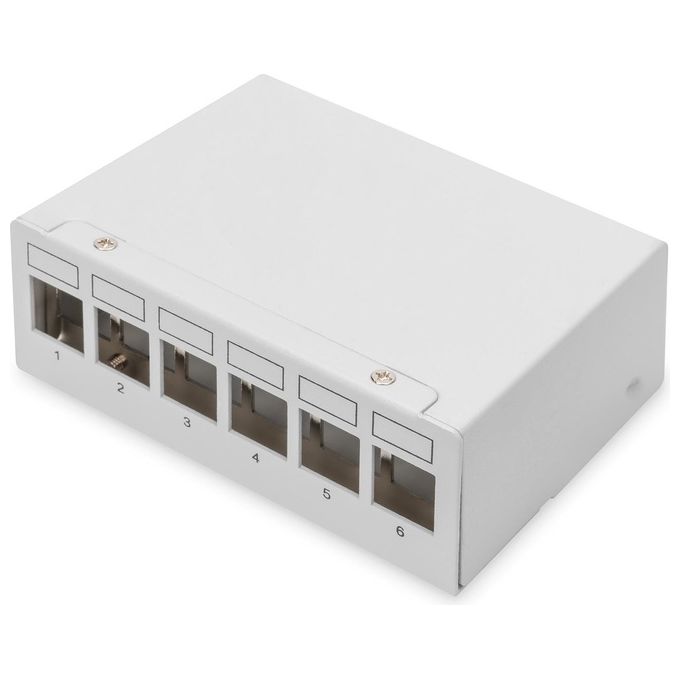 Digitus Pannello Patch Vuoto Modulare da Tavolo Schermato 6 Porte Grigio Chiaro RAL 7035