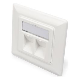 placca per scatola a muro per due inserti jack di rete