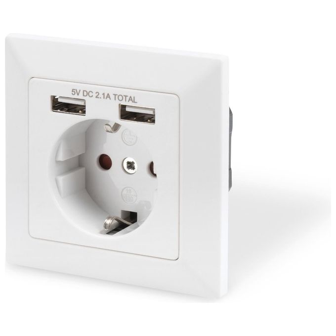 Digitus Presa a Muro Shuko con 2 Prese Usb 5V 2,1A